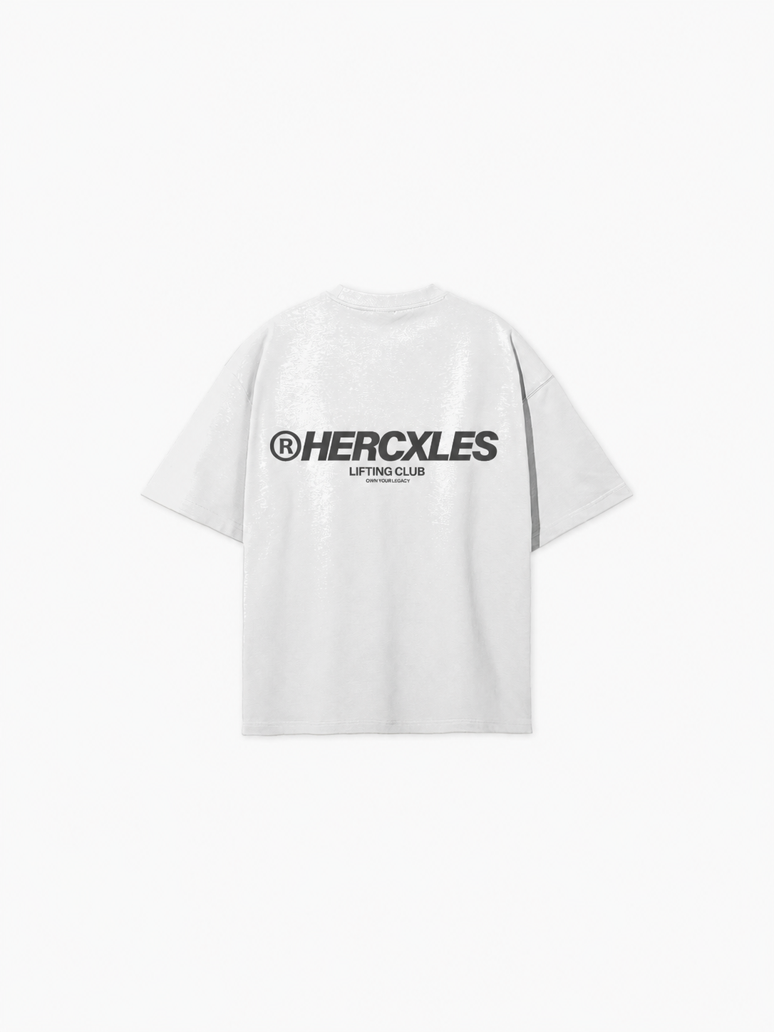 HERCXLES Lifting Club Oversized T-Shirt in White - back flat lay