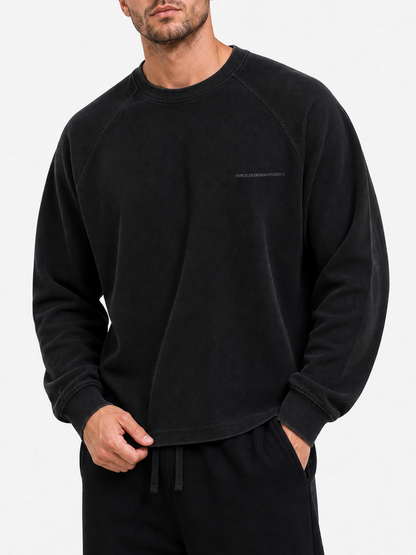 Studios Waffle Long Sleeve Black front - warehouse sale