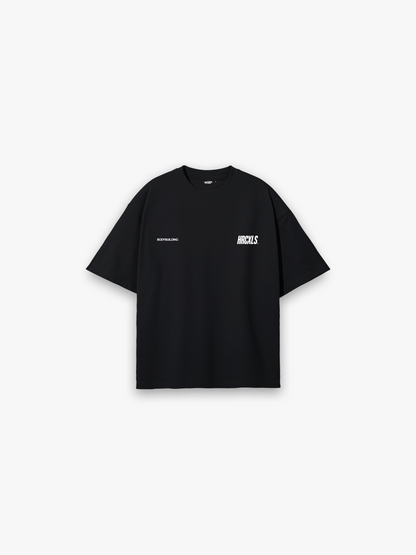 HERCXLES Bodybuilding Oversized T-Shirt in Black - front flat lay