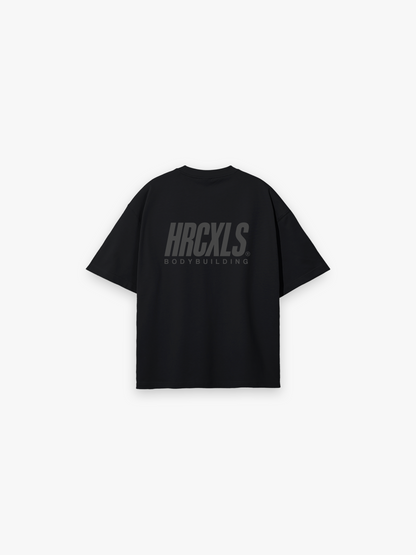 HERCXLES Bodybuilding Oversized T-Shirt in Tonal Black - back flat lay