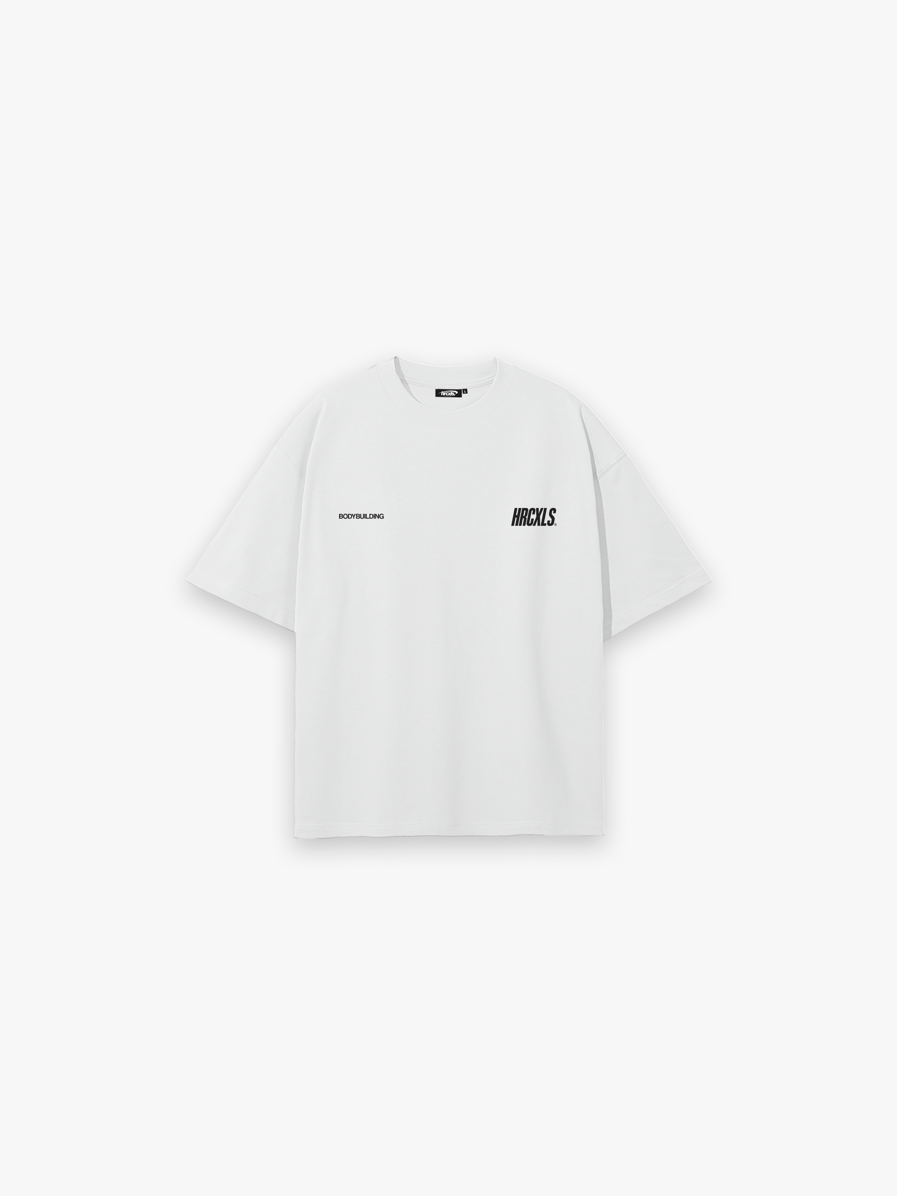 HERCXLES Bodybuilding Oversized T-Shirt in White - front flat lay