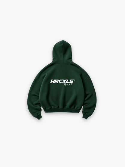 Kuro Relaxed Zip Up Hoodie - Green flat lay back