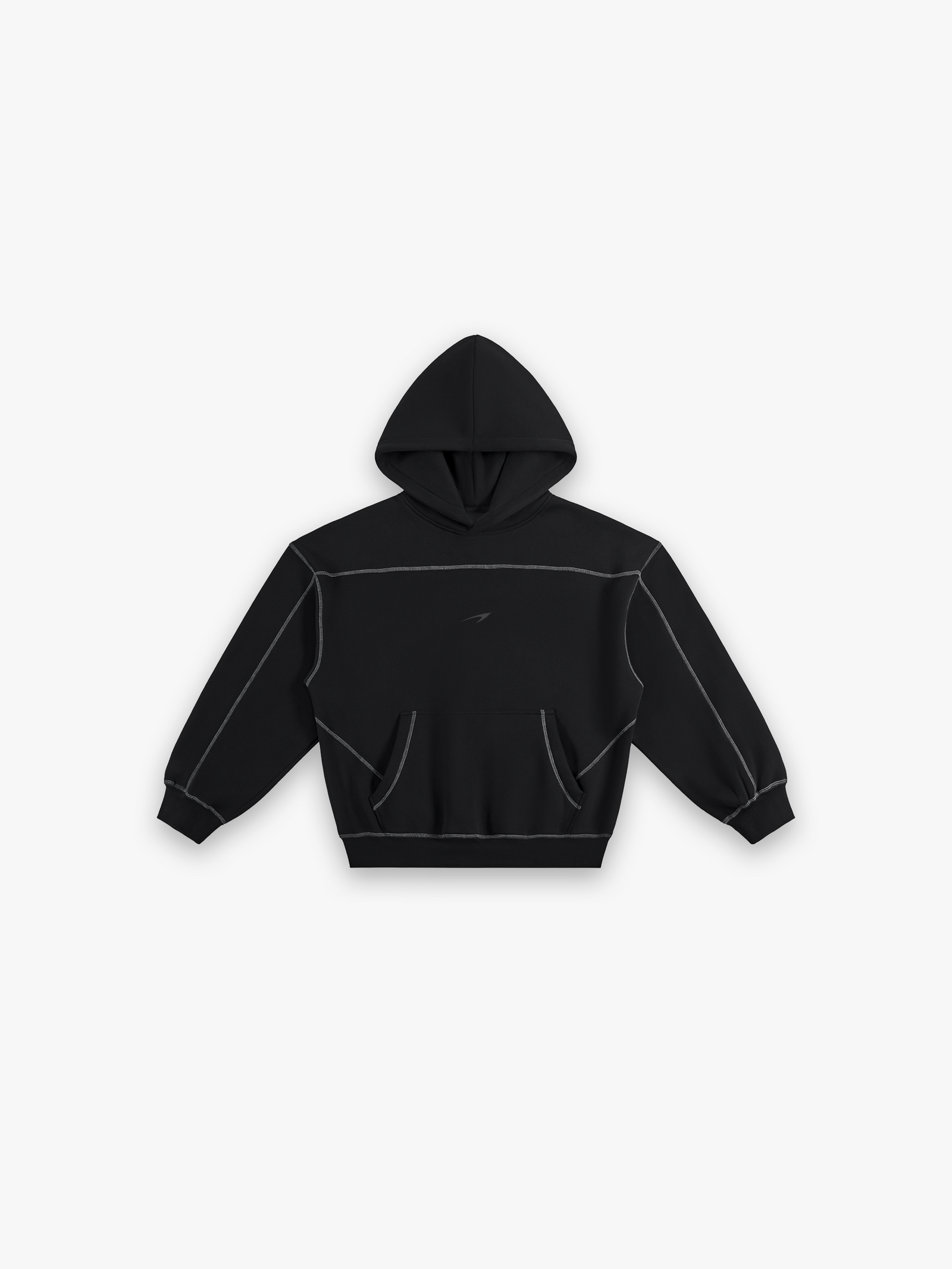 Obsidian Boxy Hoodie - Black flat lay front