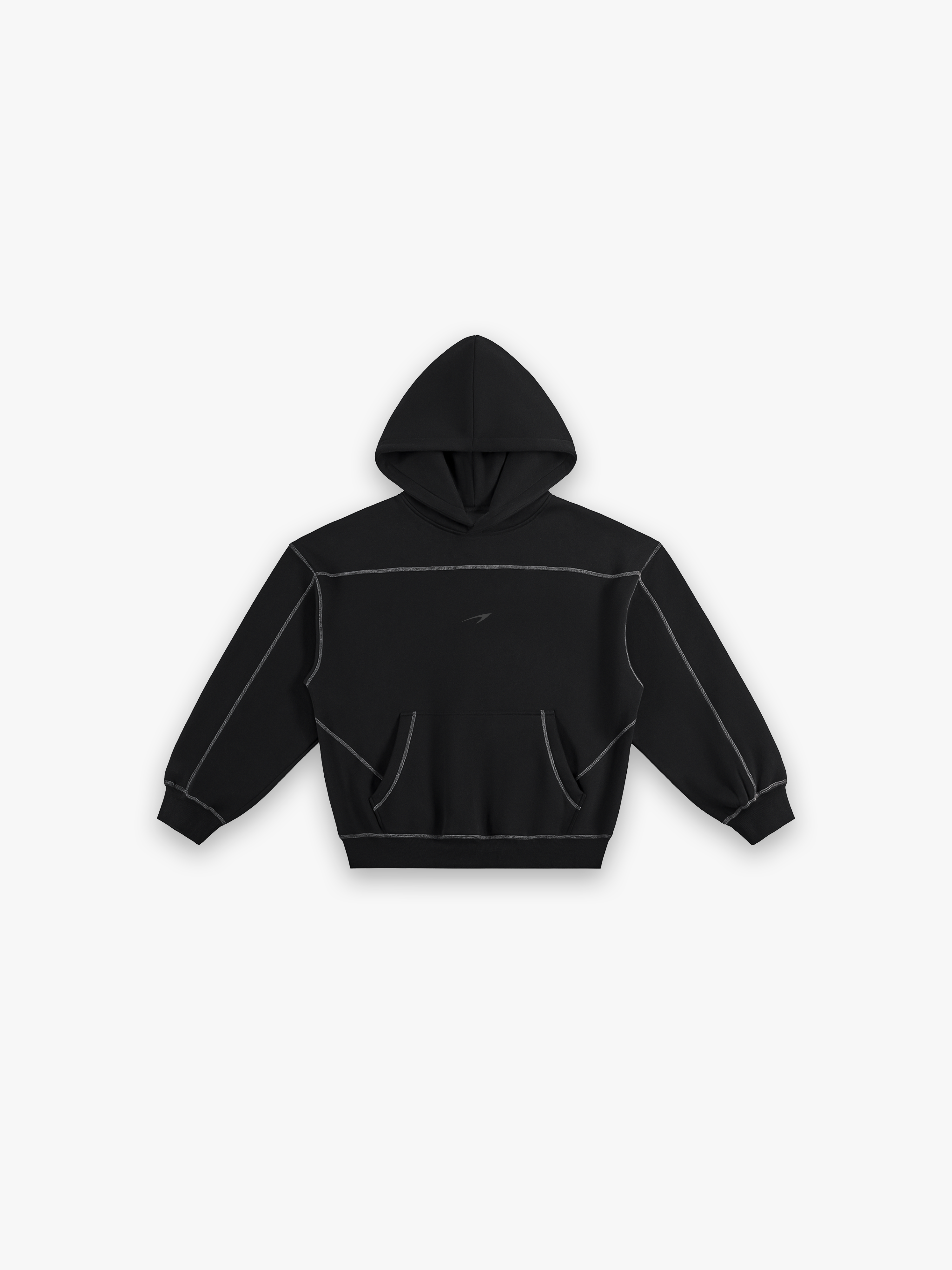 Obsidian Boxy Hoodie - Black flat lay front
