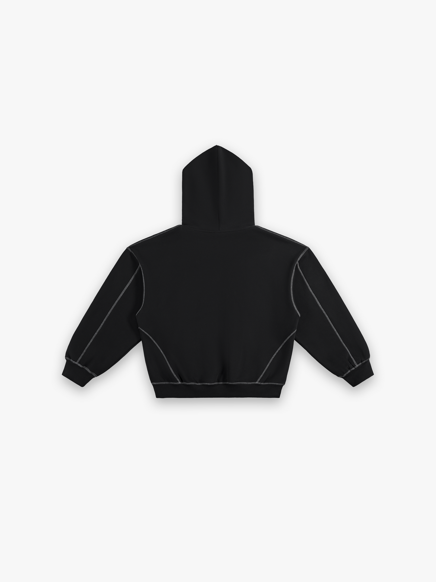 Obsidian Boxy Hoodie - Black flat lay back