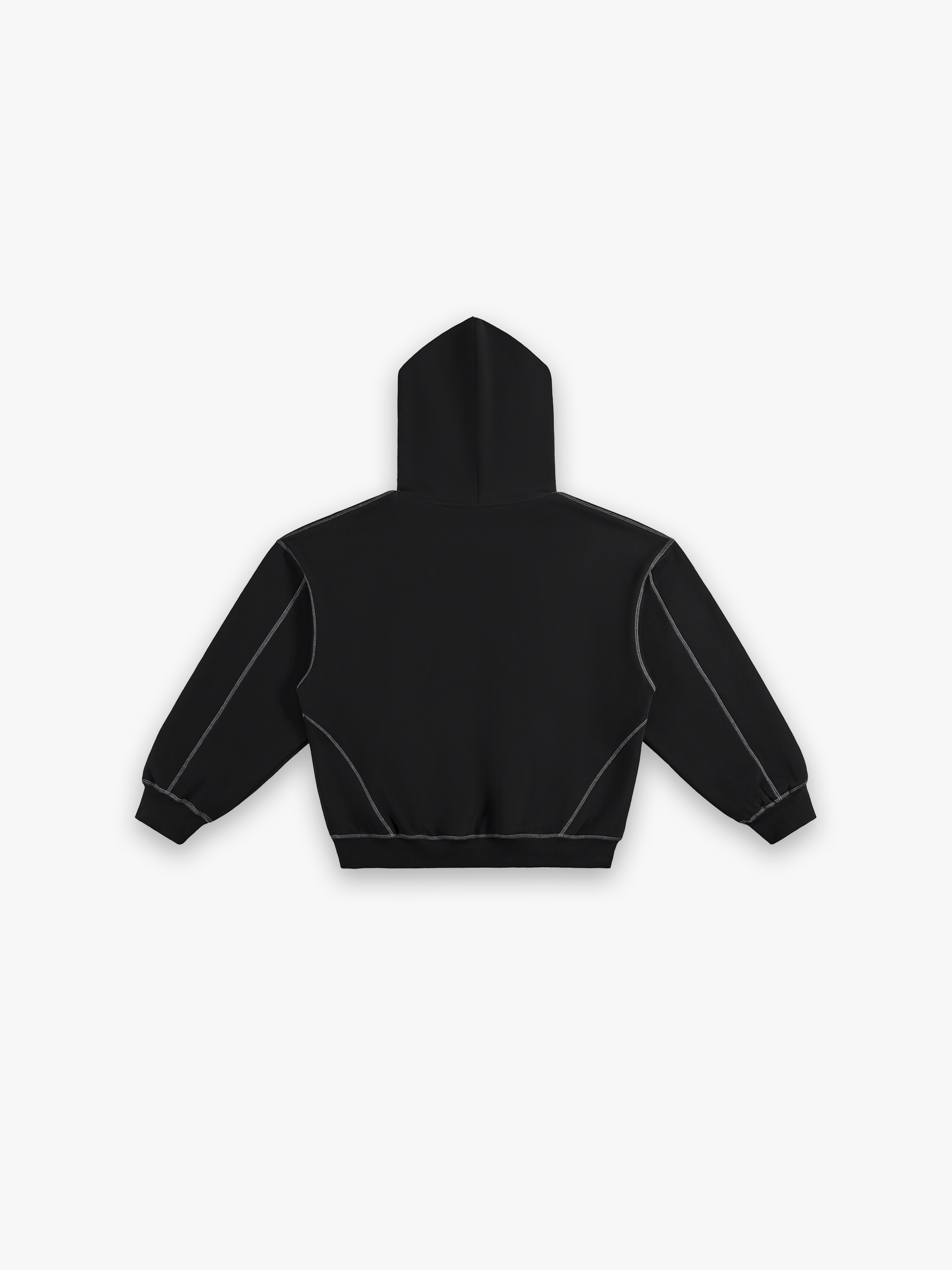 Obsidian Boxy Hoodie - Black flat lay back