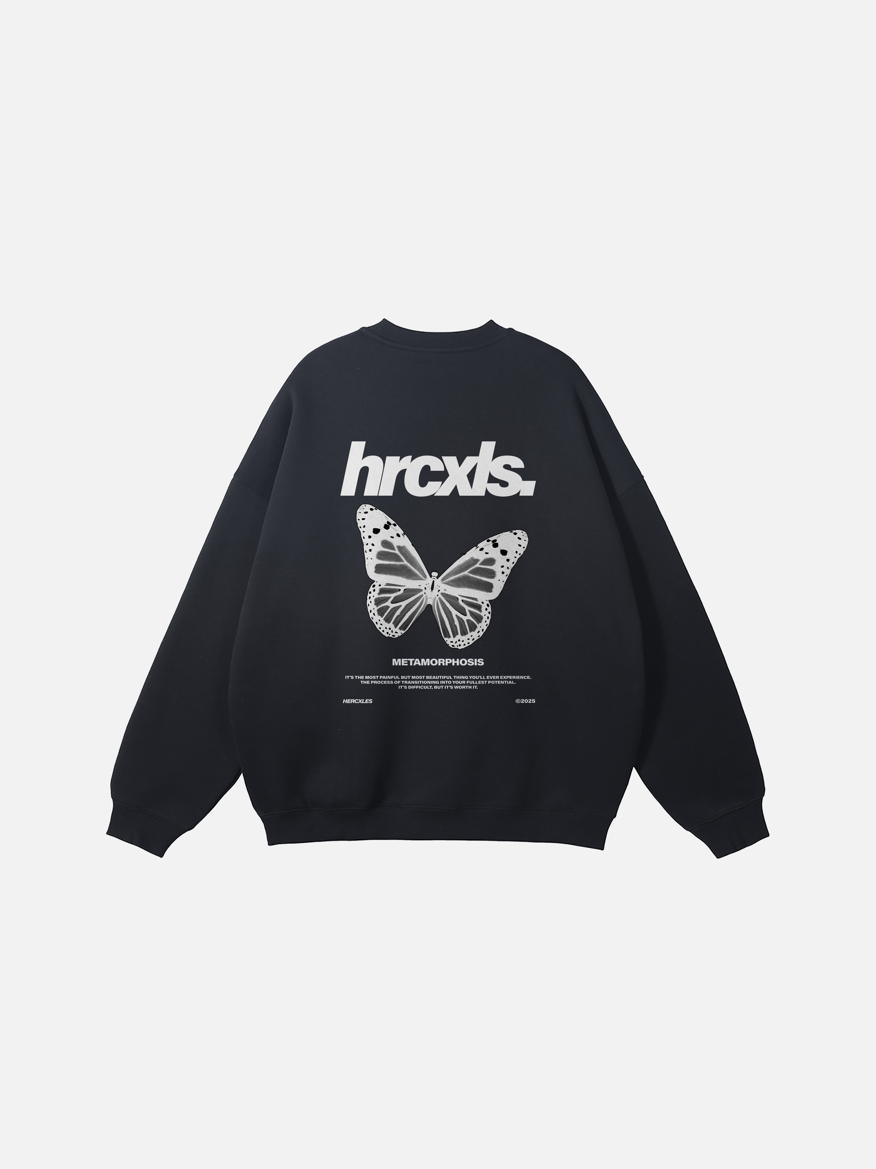 black oversized sweatshirt with butterfly print