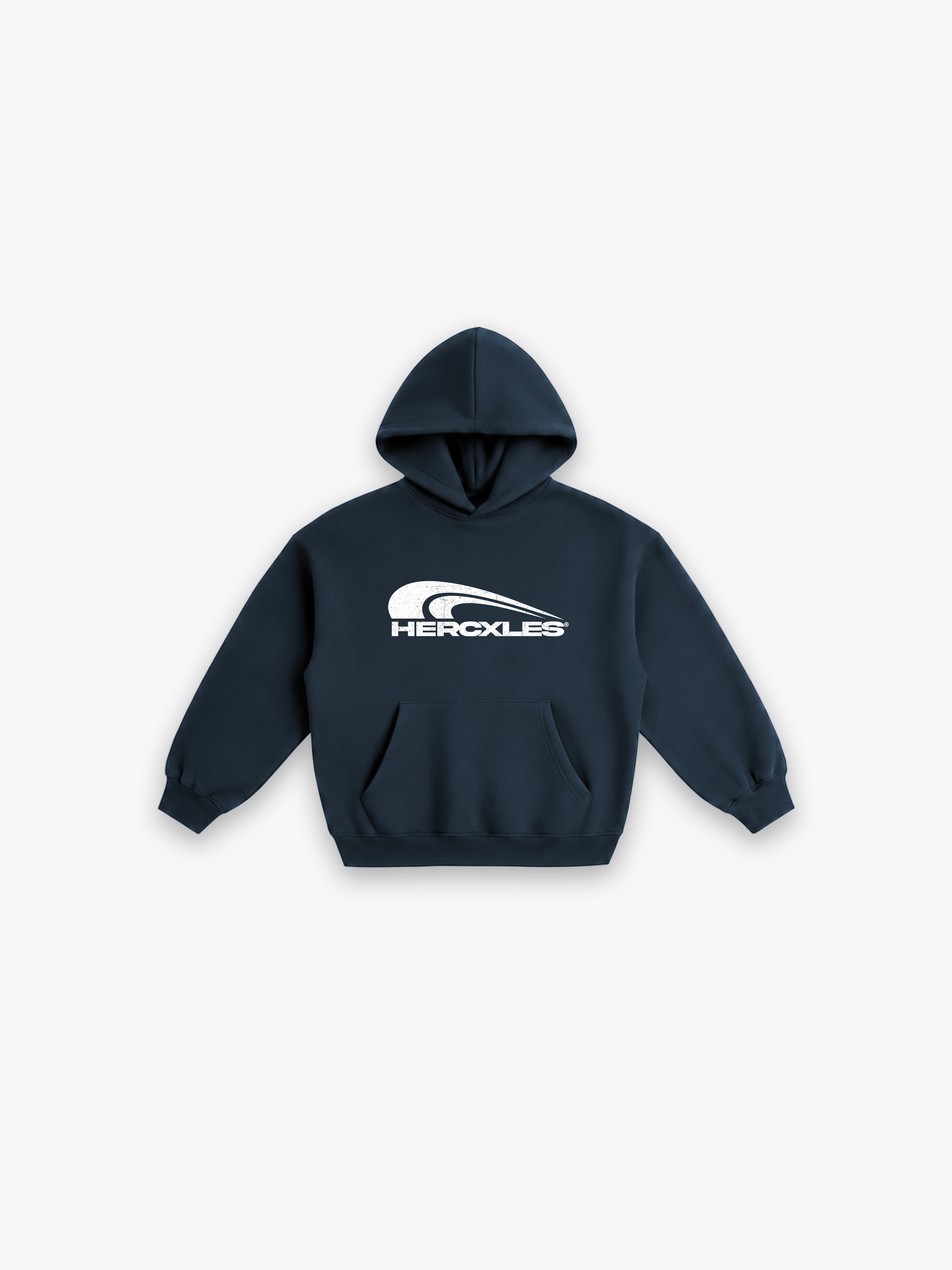 HERCXLES Rush Hoodie - Navy Blue flat lay front