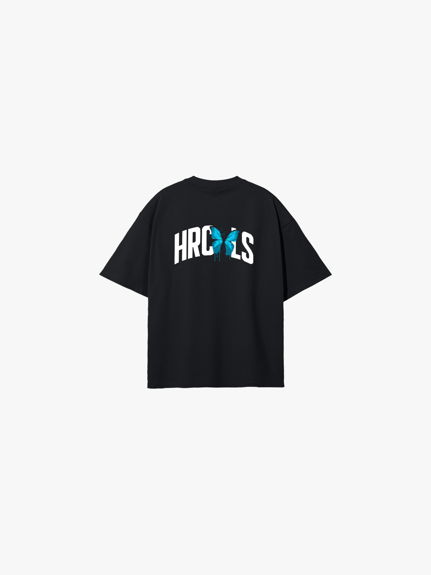 HERCXLES Butterfly Oversized T-Shirt - Black back flat lay
