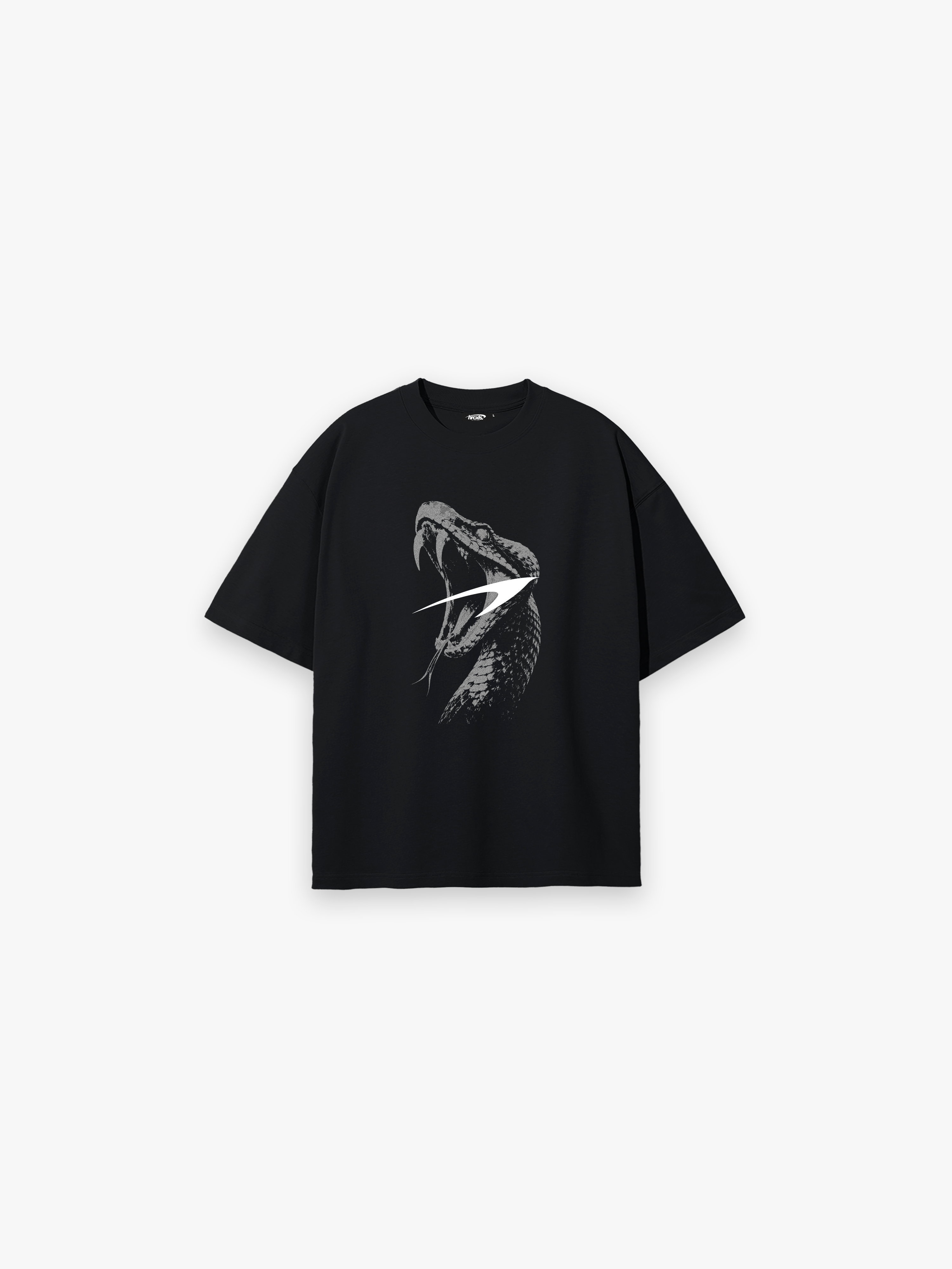 HERCXLES Viper Oversized T-Shirt in Black - front flat lay