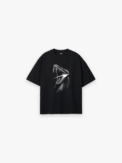 HERCXLES Viper Oversized T-Shirt in Black - front flat lay