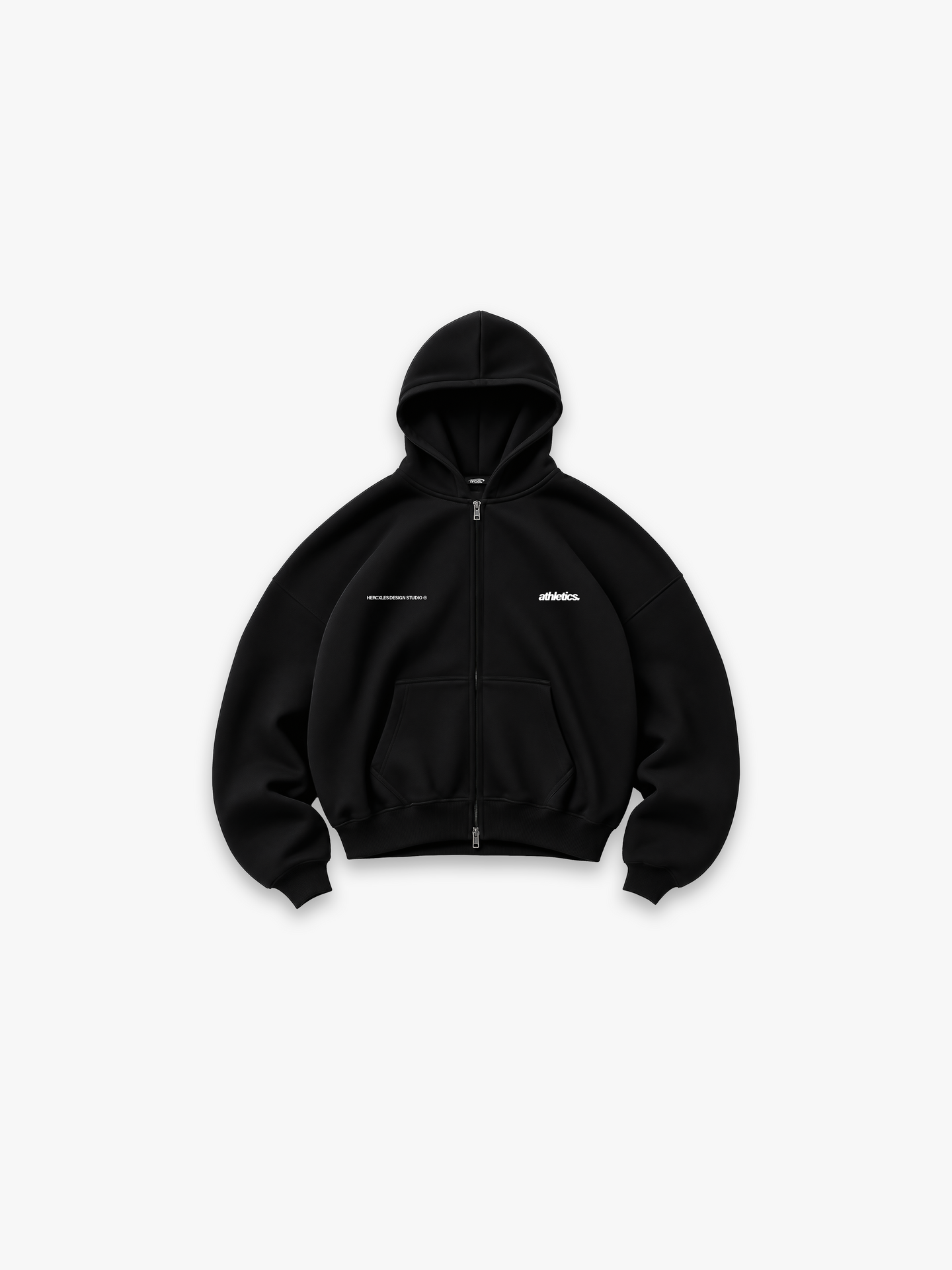 Athletics Zip Hoodie - Black flat lay front