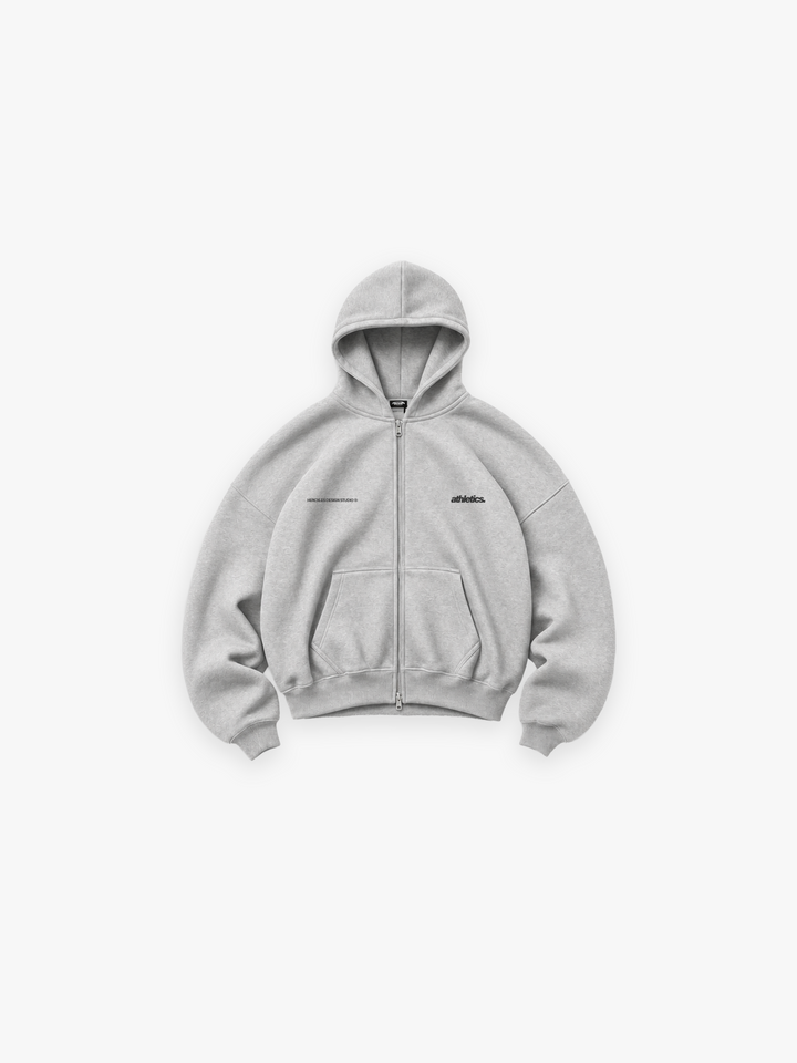 Athletics Zip Hoodie - Grey flat lay front