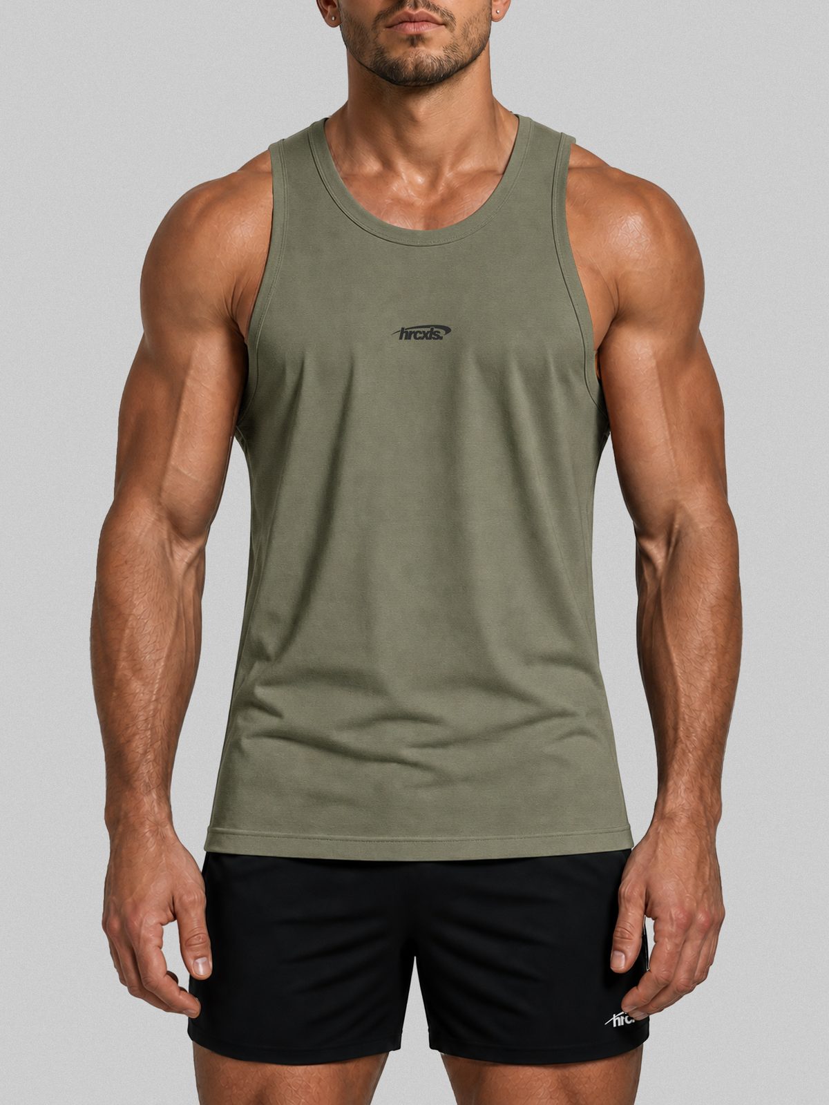HERCXLES 2026: Sport Ribbed Tank Top - Army Green front
