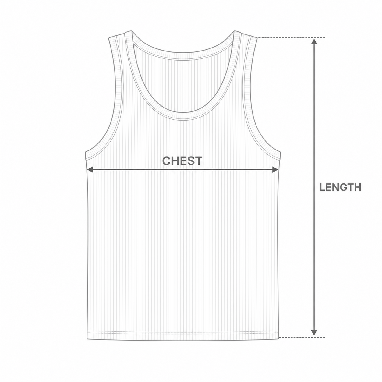 Tank top chest and length measurement guide